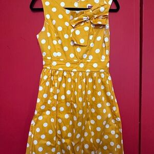 🌟 Vintage-Inspired Mustard Polka Dot Dress | IYA | Small